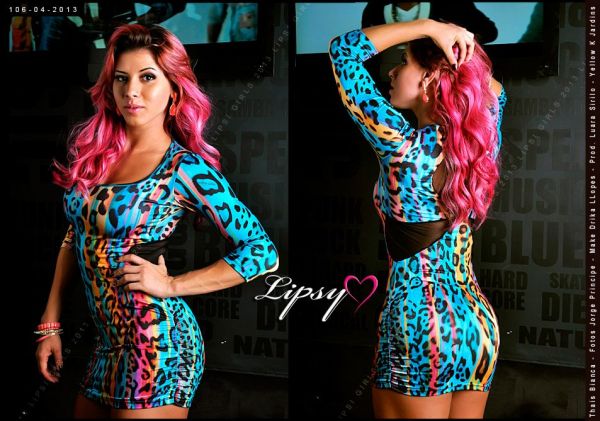 Vestido Lipsy Onça Azul Frete Grátis